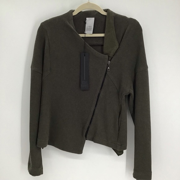 Lotus Eaters Asymmetrical Zip Sweater Jacket Business Casual Green NWT Size S - Picture 1 of 8